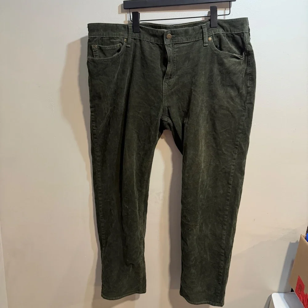 Banana‎ Republic Mens 42x32 Travel Cord Olive Green Corduroy 5-Pocket Pants 182